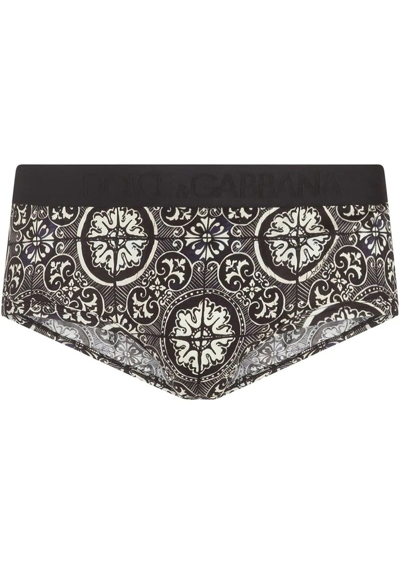 Dolce & Gabbana Maiolica-print cotton briefs