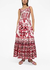 Dolce & Gabbana Majolica-print cotton bustier dress