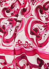 Dolce & Gabbana Maiolica Print Cotton Poplin Crop Top