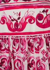 Dolce & Gabbana Maiolica Print Cotton Poplin Long Skirt