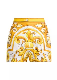 Dolce & Gabbana Maiolica Print Cotton Shorts