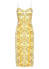 Dolce & Gabbana Maiolica Print Midi Sheath Dress