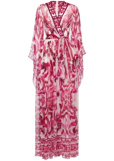Dolce & Gabbana Maiolica Print Silk Chiffon Long Dress
