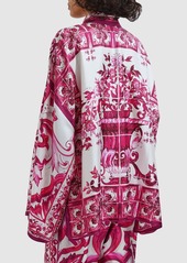 Dolce & Gabbana Maiolica Print Silk Twill Kimono Shirt