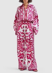 Dolce & Gabbana Maiolica Print Silk Twill Kimono Shirt