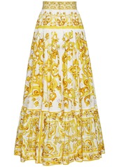 Dolce & Gabbana Maiolica Printed Poplin Long Skirt