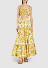 Dolce & Gabbana Maiolica Printed Poplin Long Skirt