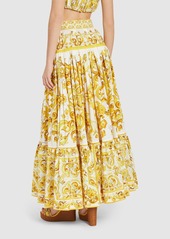 Dolce & Gabbana Maiolica Printed Poplin Long Skirt