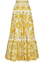 Dolce & Gabbana Maiolica Printed Poplin Long Skirt