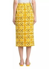 Dolce & Gabbana Maiolica Silk Twill Pencil Midi-Skirt