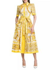 Dolce & Gabbana Maiolica Tie-Waist Shirtdress