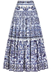 Dolce & Gabbana Majolica-print pleated maxi skirt