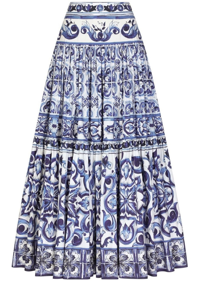 Dolce & Gabbana Majolica-print pleated maxi skirt