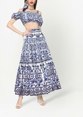 Dolce & Gabbana Majolica-print pleated maxi skirt