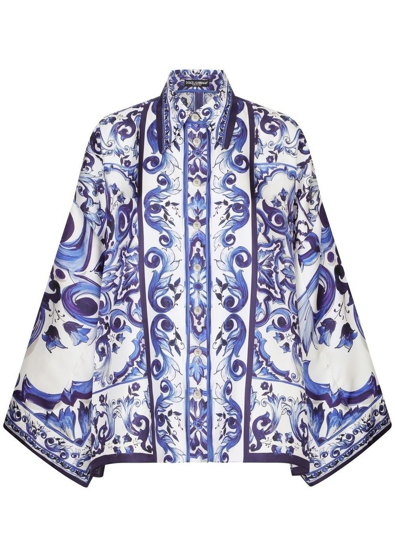 Dolce & Gabbana Majolica-print batwing-sleeve shirt