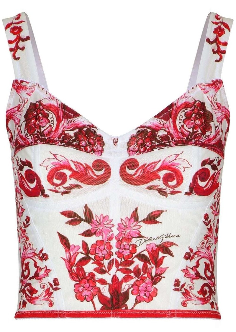 Dolce & Gabbana Majolica-print corset top