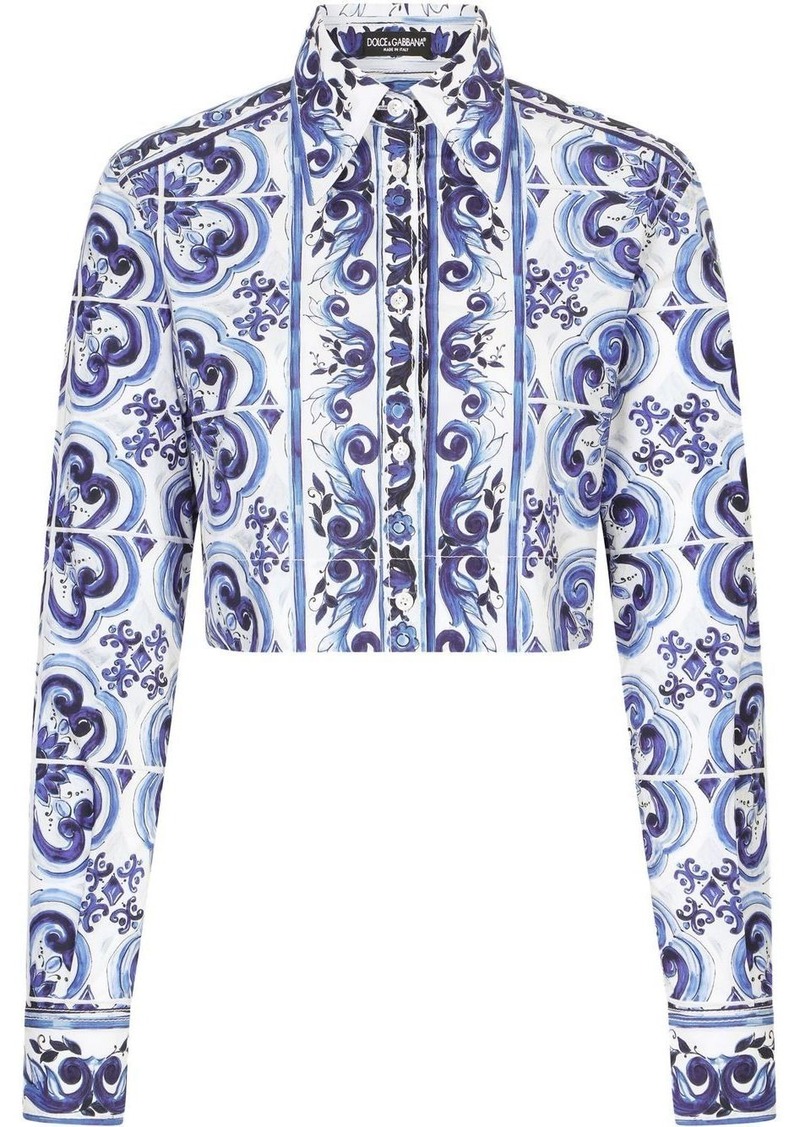 Dolce & Gabbana Majolica-print cropped shirt