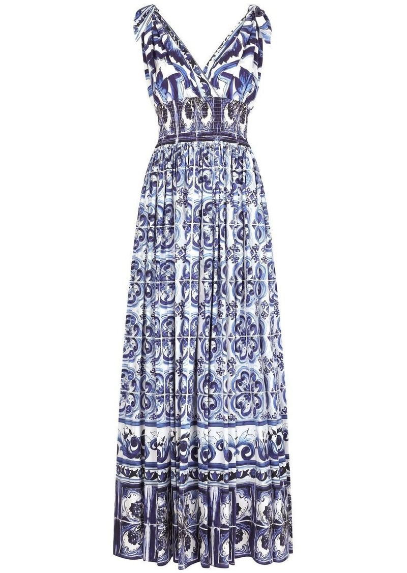 Dolce & Gabbana Majolica-print poplin maxi dress