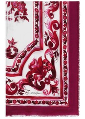 Dolce & Gabbana Majolica-print frayed scarf