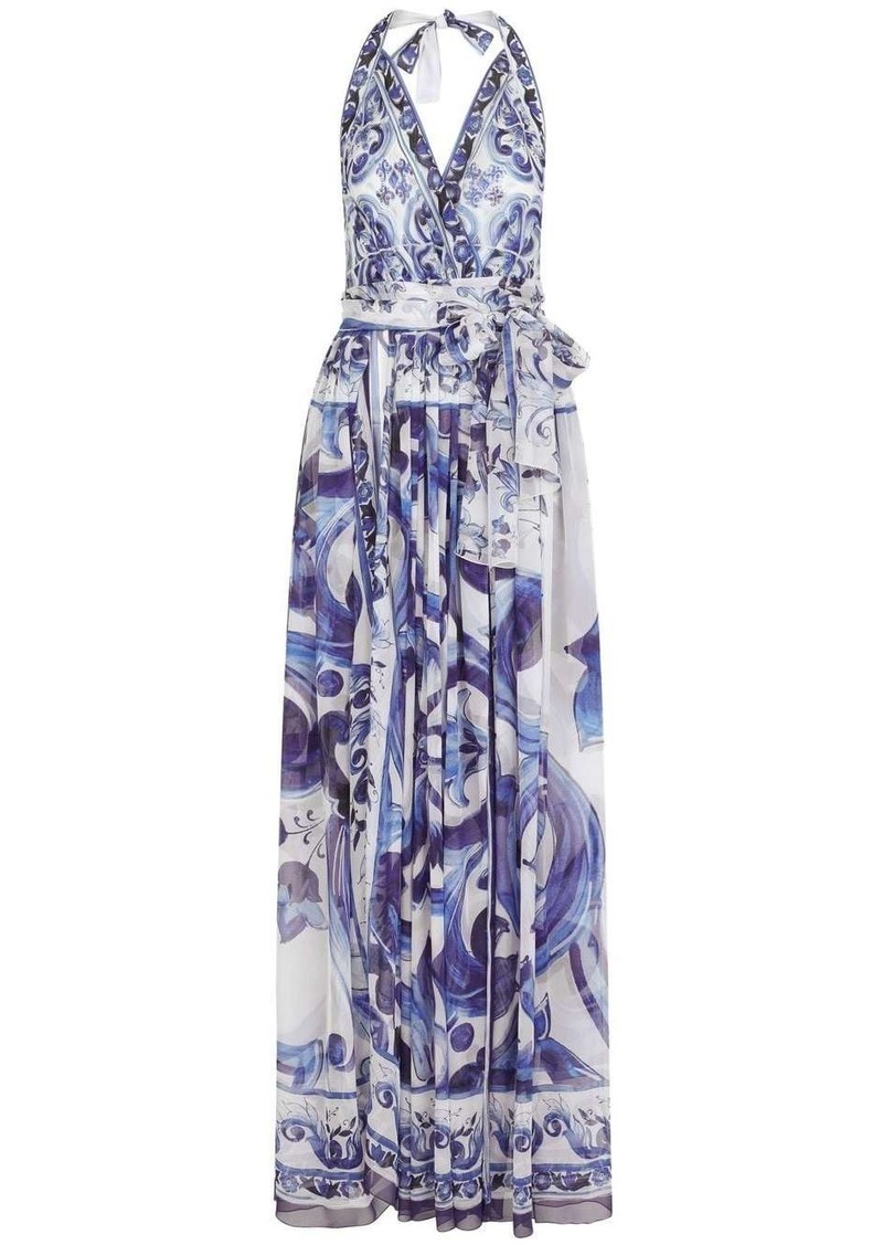 Dolce & Gabbana Majolica-print silk maxi dress