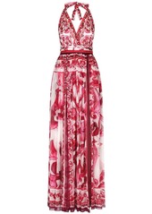 Dolce & Gabbana Majolica-print halterneck maxi dress