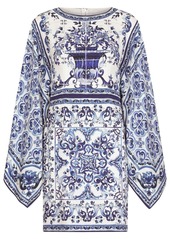 Dolce & Gabbana Majolica-print batwing-sleeve minidress