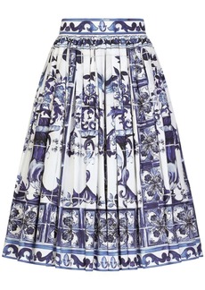 Dolce & Gabbana Majolica-print pleated midi skirt