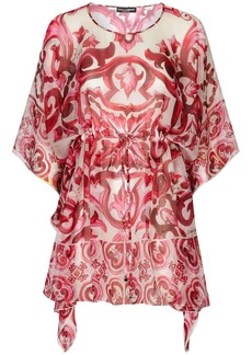 Dolce & Gabbana Majolica-print silk kaftan dress