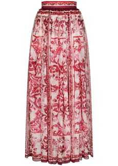 Dolce & Gabbana Majolica-print silk maxi skirt
