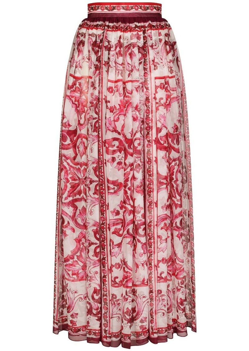 Dolce & Gabbana Majolica-print silk maxi skirt