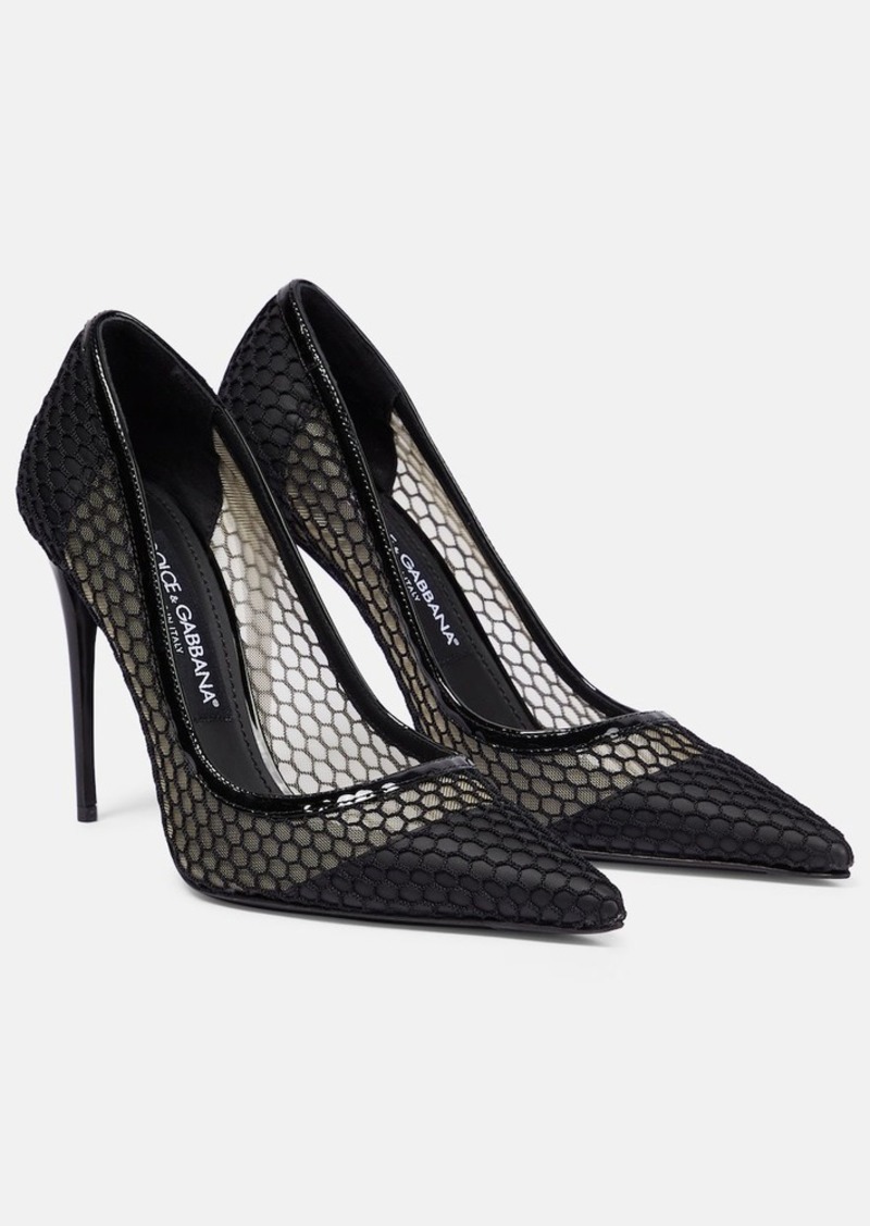 Dolce & Gabbana Mesh-trimmed leather pumps