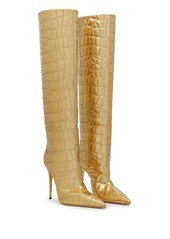 Dolce & Gabbana metallic croc-effect knee boots