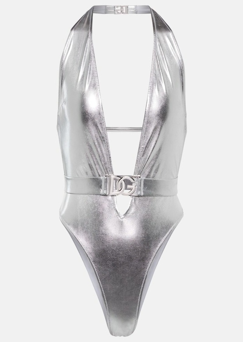 Dolce & Gabbana Metallic halterneck swimsuit