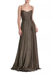 Dolce & Gabbana Metallic Ruched Pleated Gown