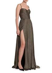 Dolce & Gabbana Metallic Ruched Pleated Gown