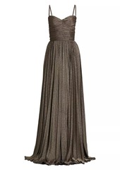 Dolce & Gabbana Metallic Ruched Pleated Gown