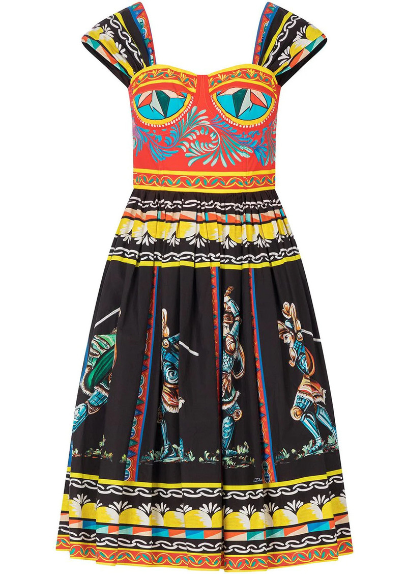 Dolce & Gabbana Carretto-print bustier midi dress