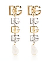 Dolce & Gabbana DG-logo clip-on drop earrings