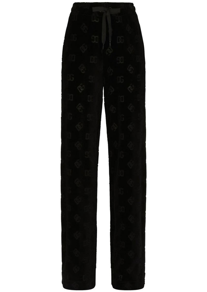 Dolce & Gabbana DG-logo flocked track pants