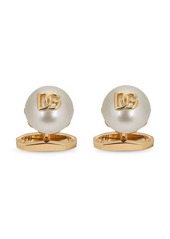 Dolce & Gabbana DG-logo pearl-embellished cufflinks