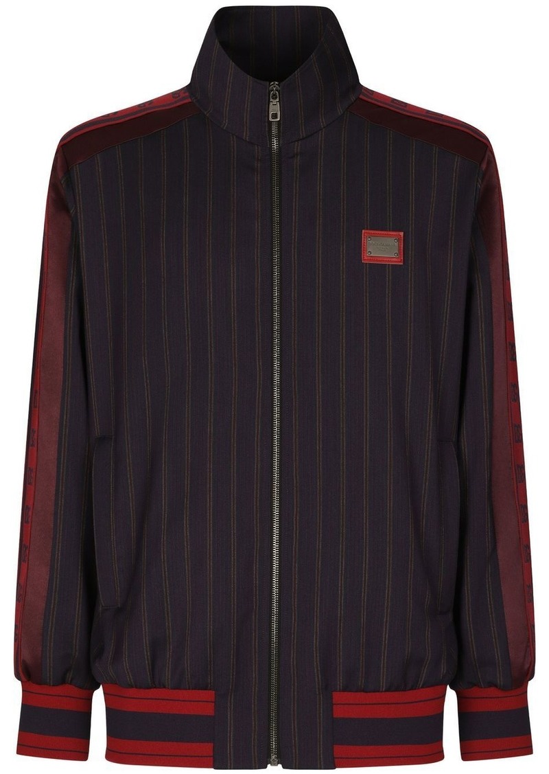 Dolce & Gabbana pinstripe logo-tape track jacket