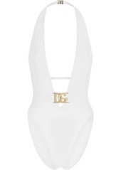 Dolce & Gabbana plunge-neck belted swimsuit