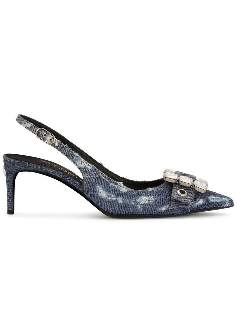 Dolce & Gabbana 60mm patchwork-denim slingback pumps