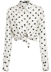 Dolce & Gabbana Polka Dots Logo Printed Silk Twill Shirt