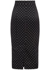 Dolce & Gabbana Polka Dots Logo Silk Midi Skirt