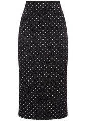 Dolce & Gabbana Polka Dots Logo Silk Midi Skirt