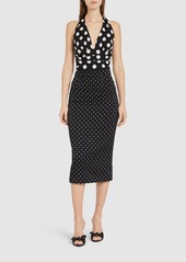 Dolce & Gabbana Polka Dots Logo Silk Midi Skirt