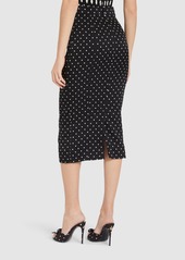 Dolce & Gabbana Polka Dots Logo Silk Midi Skirt