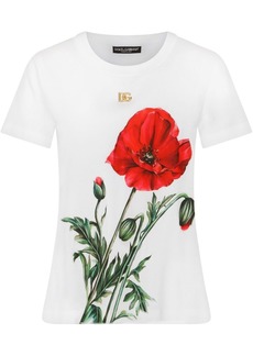 Dolce & Gabbana poppy-print cotton T-shirt