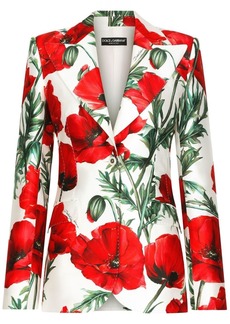 Dolce & Gabbana poppy-print double-breasted blazer